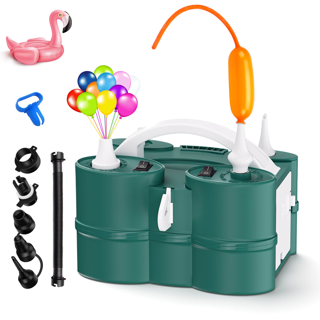 ID IDAODAN Electric Balloon Pump, Portable Electric Balloon Blower Machine Balloon Air Pump Dual Nozzle Rose Red 110V 600W Balloon Inflator for Party Decorations