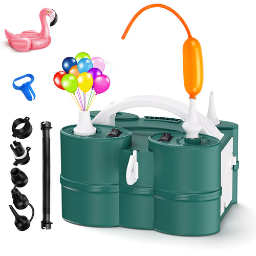 ID IDAODAN Electric Balloon Pump, Portable Electric Balloon Blower Machine Balloon Air Pump Dual Nozzle Rose Red 110V 600W Balloon Inflator for Party Decorations