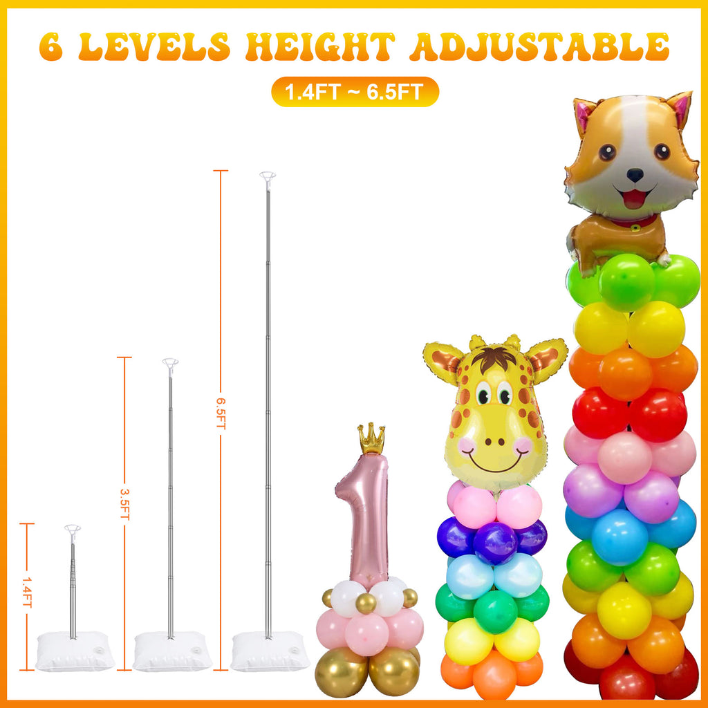 IDAODAN 2 Set Balloon Column Kit for Kids, Balloon Column Stand with Base, 6.5ft Height Balloon Tower Stand for Wedding Baby Shower Birthday Party Event Decorations