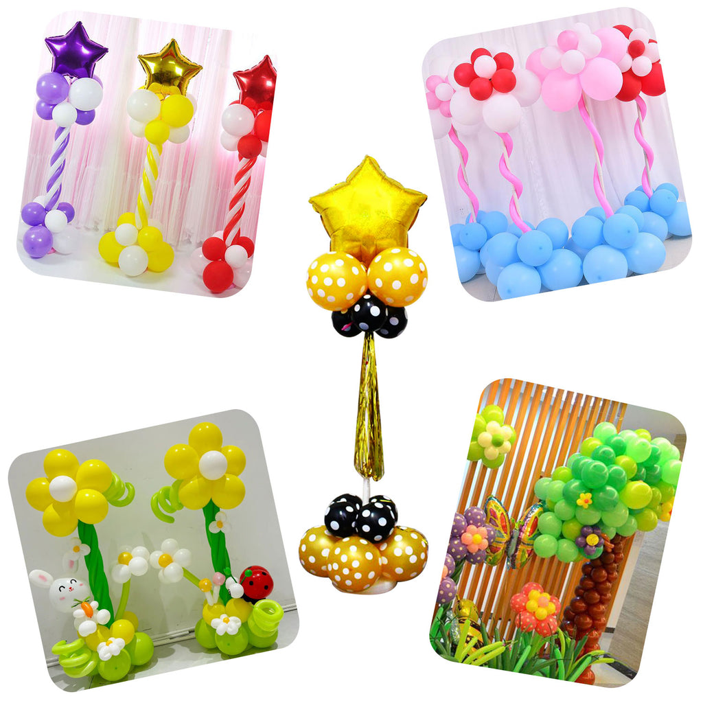 IDAODAN 2 Set Balloon Column Kit for Kids, Balloon Column Stand with Base, 6.5ft Height Balloon Tower Stand for Wedding Baby Shower Birthday Party Event Decorations