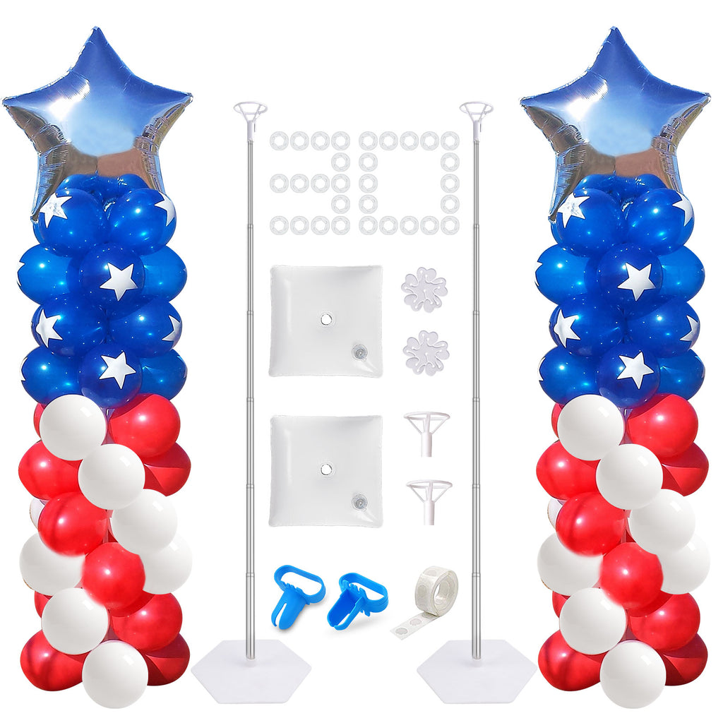 IDAODAN 2 Set Balloon Column Kit for Kids, Balloon Column Stand with Base, 6.5ft Height Balloon Tower Stand for Wedding Baby Shower Birthday Party Event Decorations