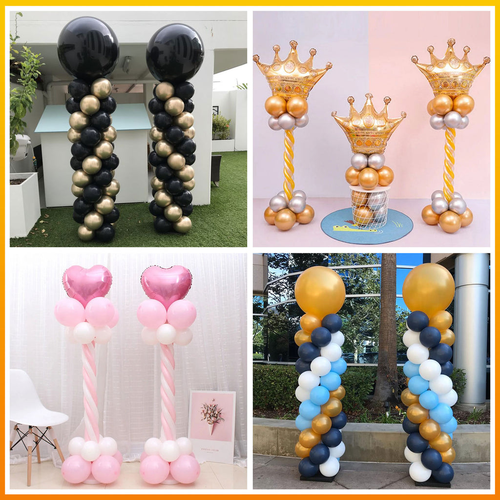 IDAODAN 2 Set Balloon Column Kit for Kids, Balloon Column Stand with Base, 6.5ft Height Balloon Tower Stand for Wedding Baby Shower Birthday Party Event Decorations