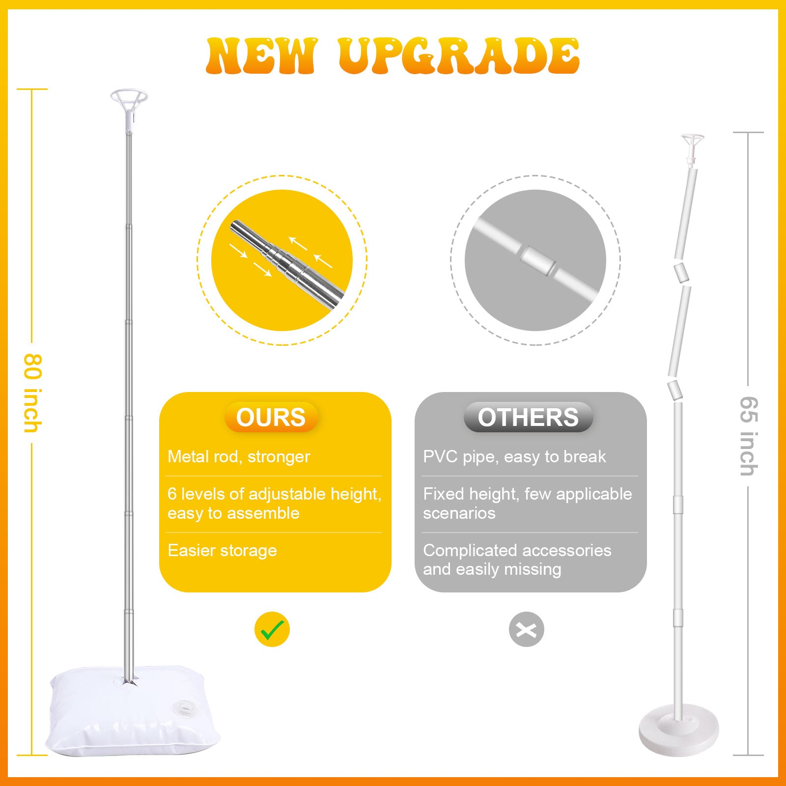 IDAODAN 2 Set Balloon Column Kit for Kids, Balloon Column Stand with Base, 6.5ft Height Balloon Tower Stand for Wedding Baby Shower Birthday Party Event Decorations