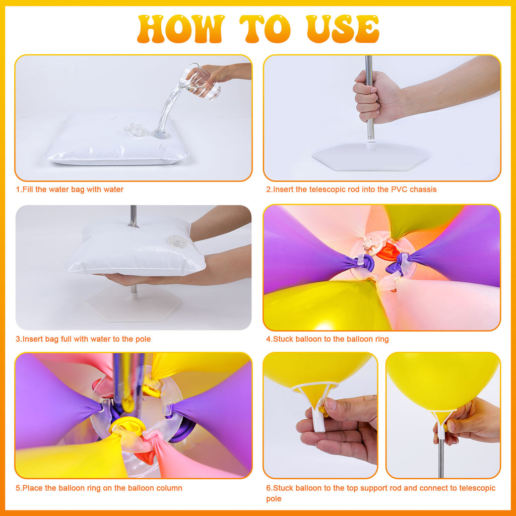 IDAODAN 2 Set Balloon Column Kit for Kids, Balloon Column Stand with Base, 6.5ft Height Balloon Tower Stand for Wedding Baby Shower Birthday Party Event Decorations